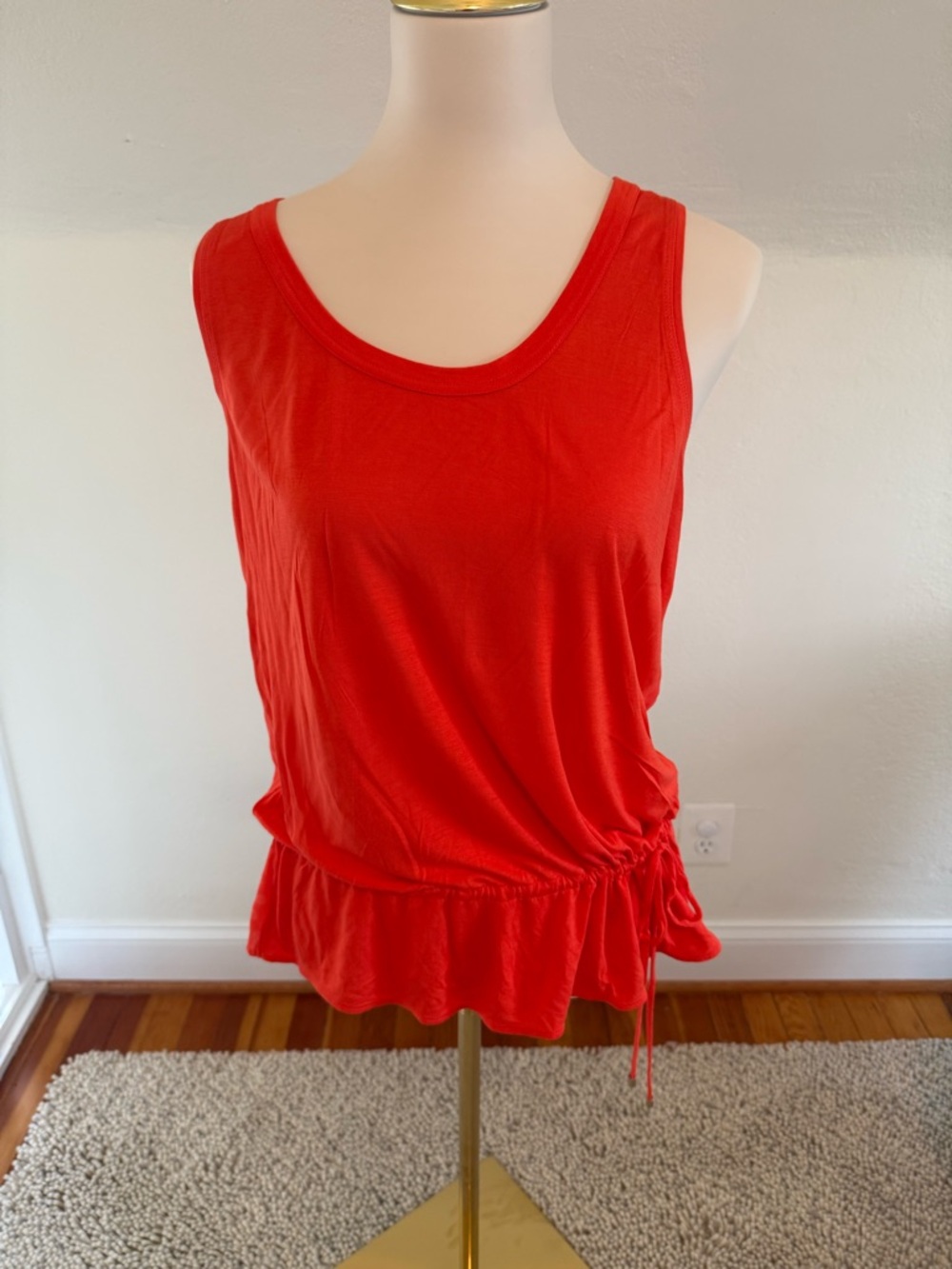 Karen Millen Orange Sheer Back Scoop Neck Tank Top Size 8